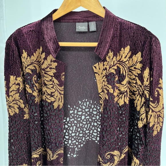 Chico’s Womens Travelers Velvet Burnout Jacket Size 12/14 Open Front Cardigan - Picture 2 of 9